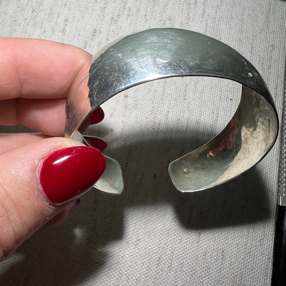 Vintage Sterling silver Pearce wide cuff bracelet 7" Wrist 15.9g